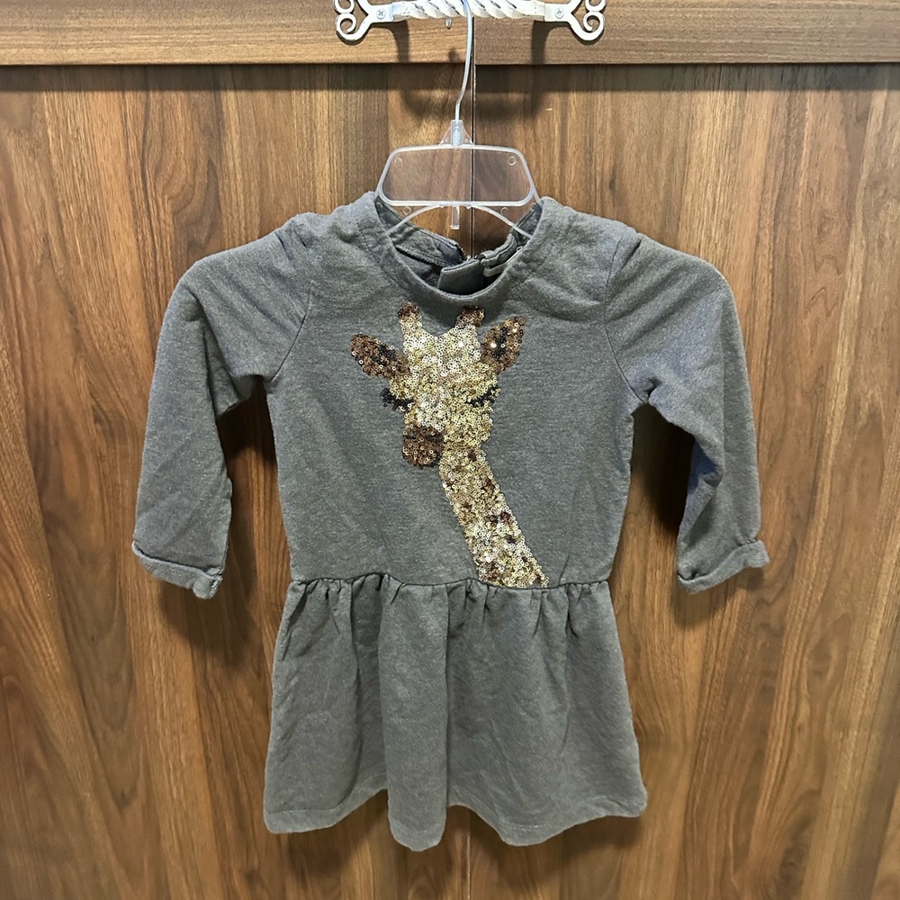 Girls Copper Key Sequin Giraffe Dress, Size Medium